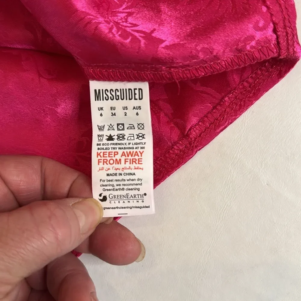 Bright Pink Satin Wrap Blouse - Picture 6 of 9